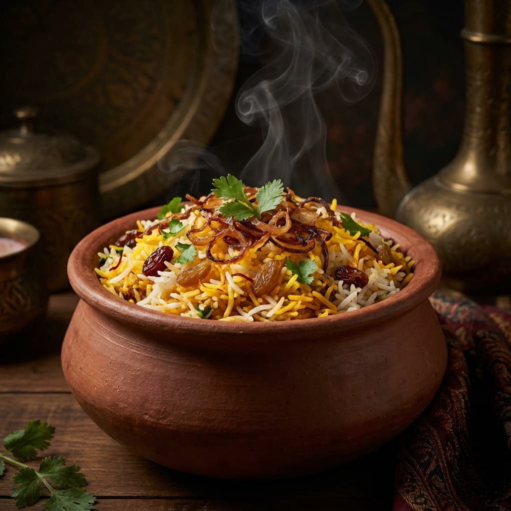 Chicken Dum Biryani - Signature dish slow-cooked with saffron and aromatic spices